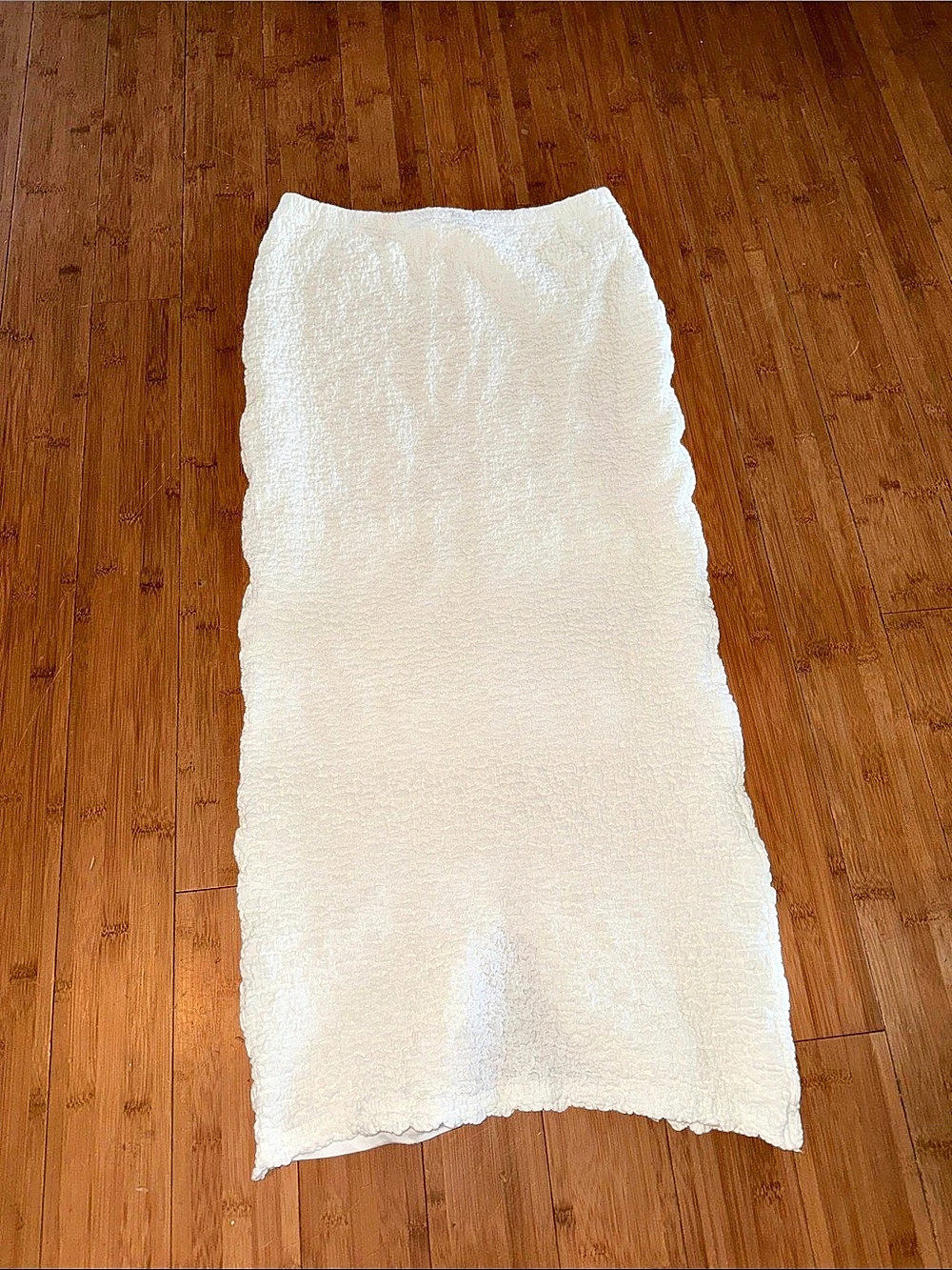 White Fox Textured Maxi Skirt with Bandeau Top